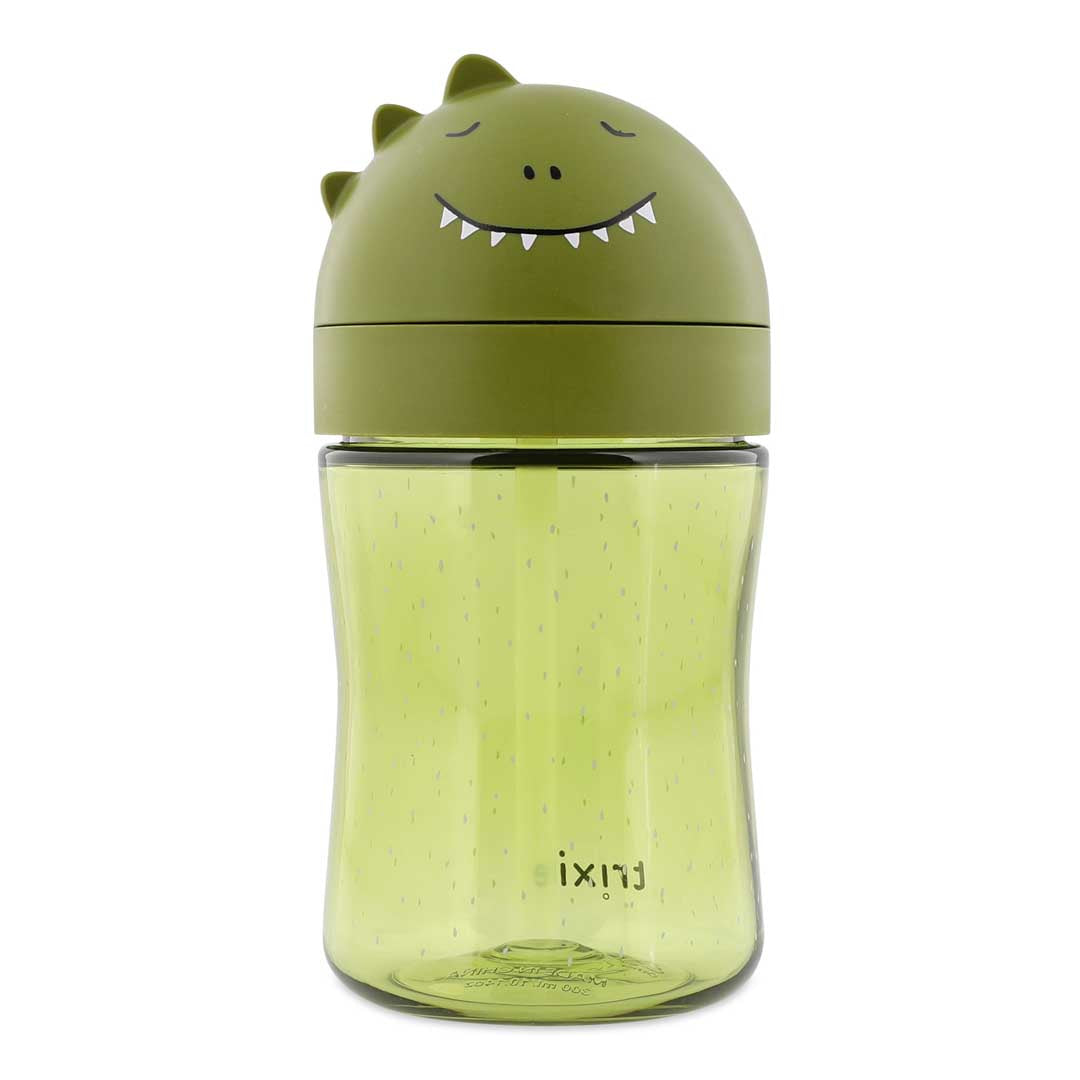 Trixie Rietjesbeker 300 ml Mr. Dino vooraanzicht met rietje