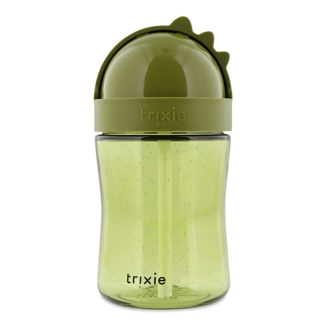Trixie Rietjesbeker 300 ml Mr. Dino vooraanzicht met rietje