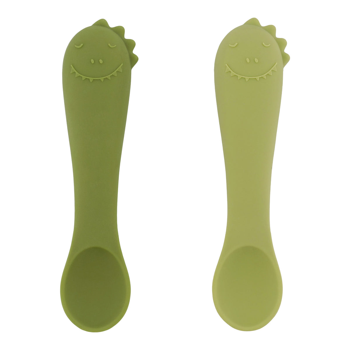 Trixie Silicone Baby Eerste Lepel Mr. Dino, set van 2 van 100% siliconen, De Gele Flamingo