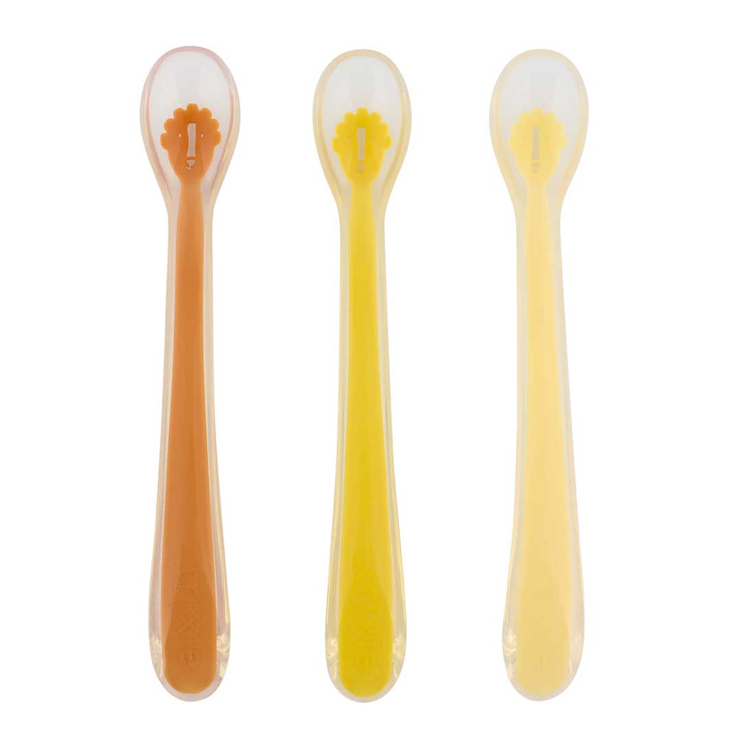 Trixie Silicone Voedingslepel Mr. Lion, set van 3 lepels met lange steel, De Gele Flamingo
