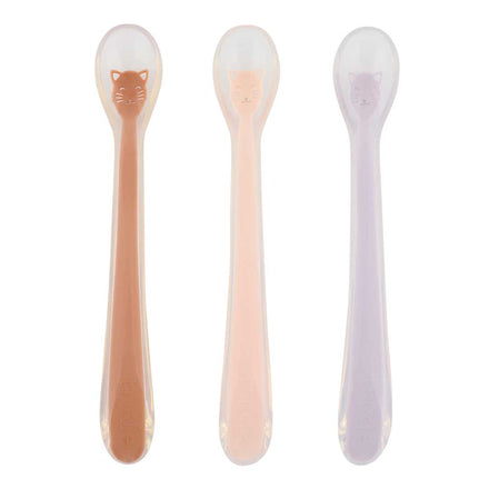 Trixie Silicone Voedingslepel Mrs Cat, 3 lepels met zachte tip vanaf 4m, De Gele Flamingo