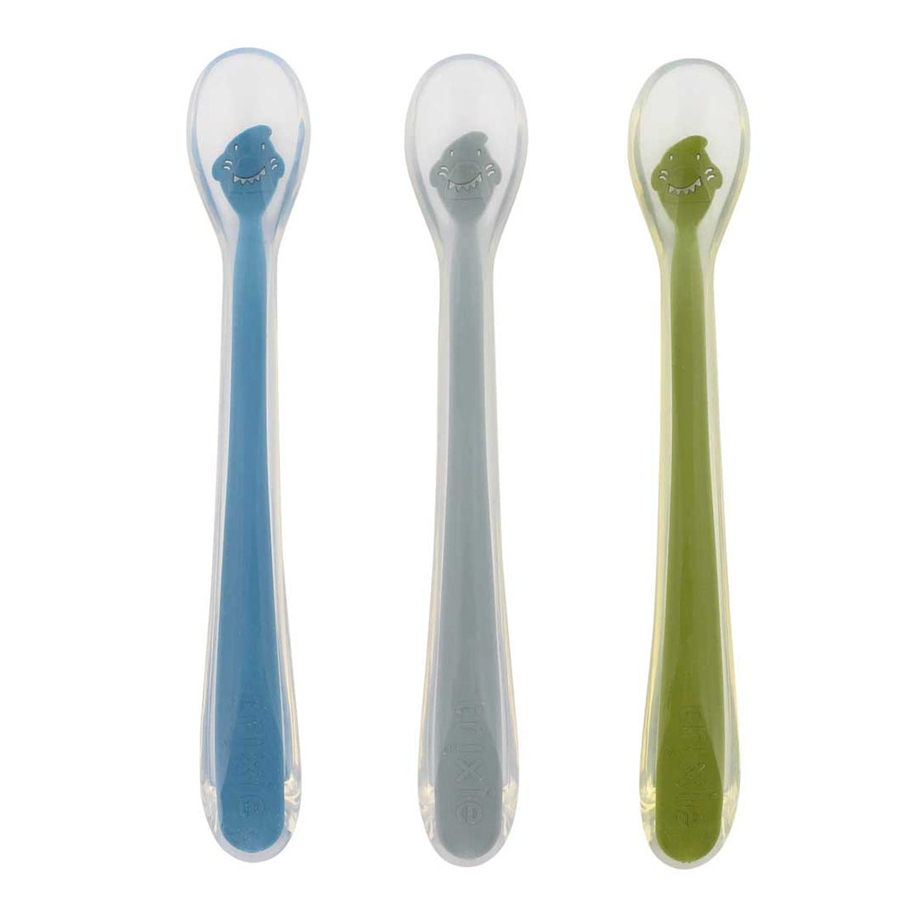 Trixie Silicone Voedingslepel Mr Shark, set van 3 in speelse kleuren, bij De Gele Flamingo