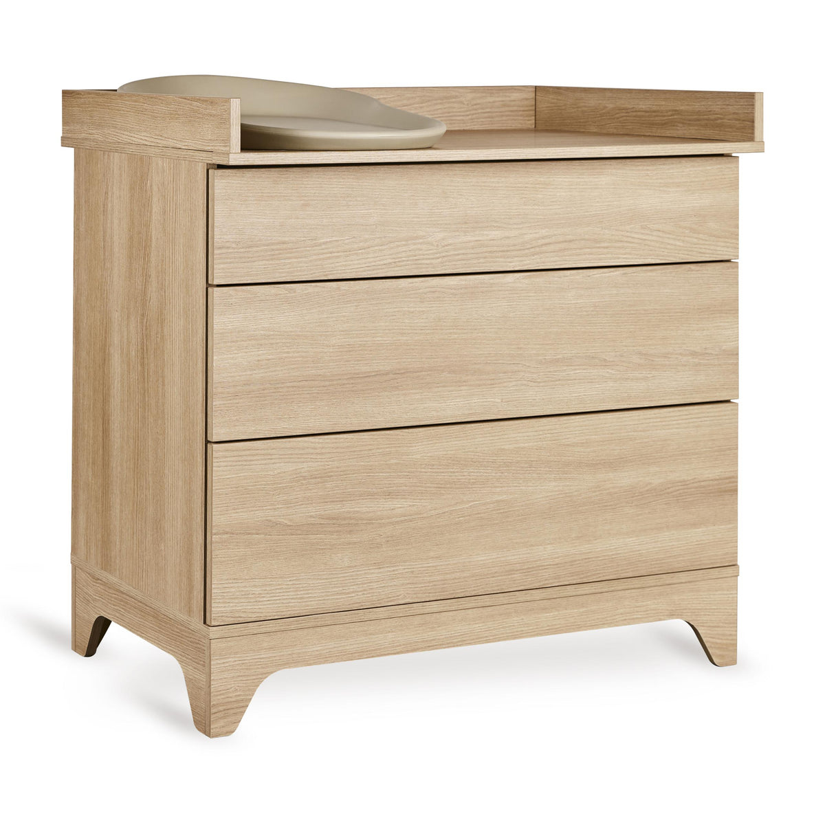 Quax extensie commode Tsugi in Honey Ash die je commode omtovert tot luiertafel, bij De Gele Flamingo.