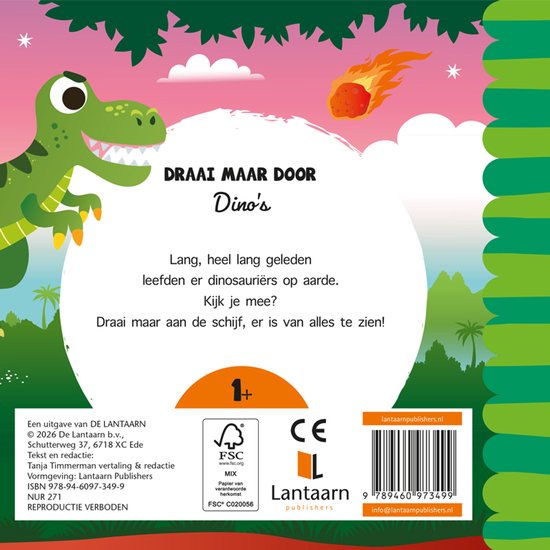 Lantaarn voorleesboek Draai maar door Dino's met draaischijf, te koop bij De Gele Flamingo.