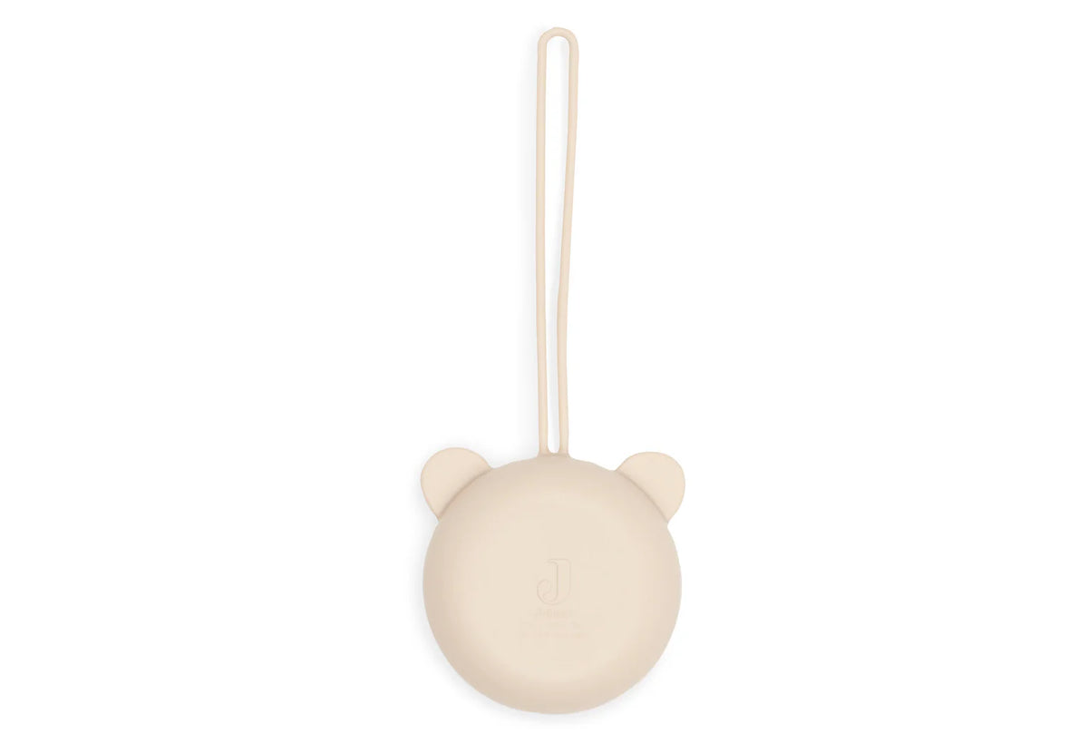 Jollein siliconen speenhouder Sand met een diameter van 7 cm, bij De Gele Flamingo