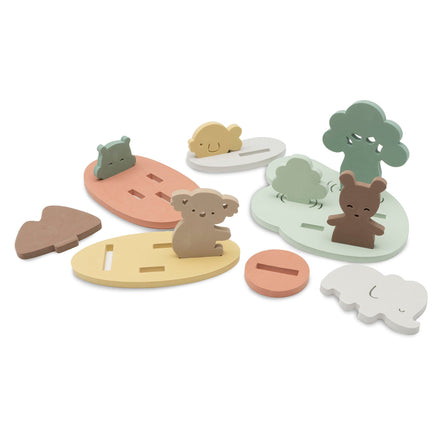 Jollein badspeelset foam Kangaroots met drijvende puzzelstukken, bij De Gele Flamingo