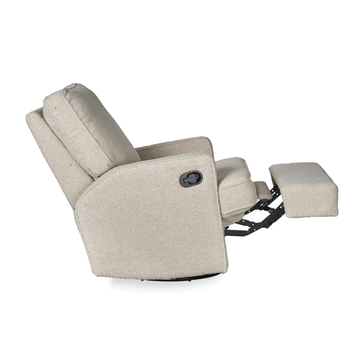 Quax Swivel & Gliding Electric Recliner in Teddy Taupe, verkrijgbaar bij De Gele Flamingo.