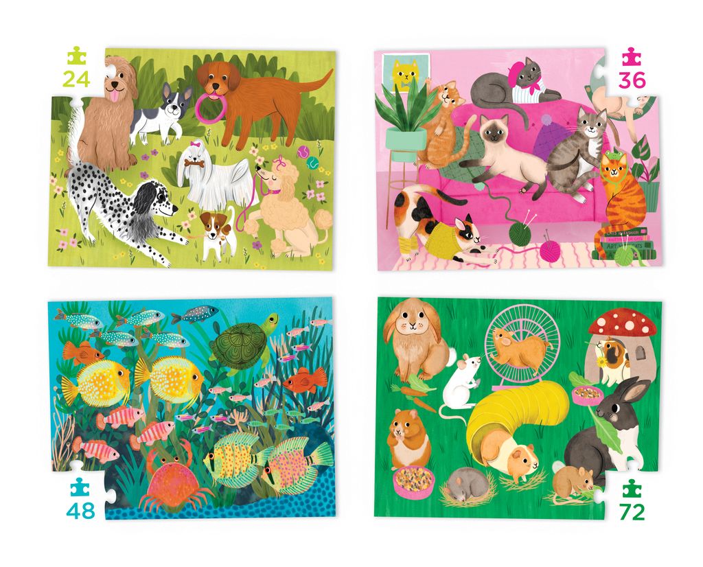 Crocodile Creek Four Puzzel Set | Huisdieren