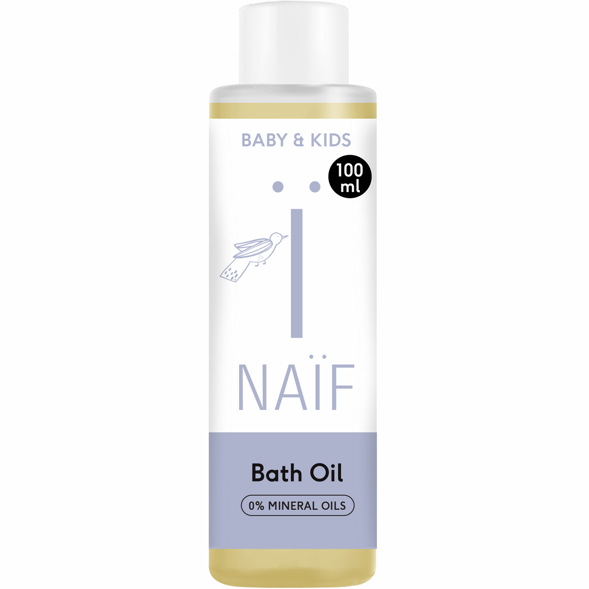 Naïf Baby en Kids Bath Oil van 100 ml voor in bad, verkrijgbaar bij De Gele Flamingo.