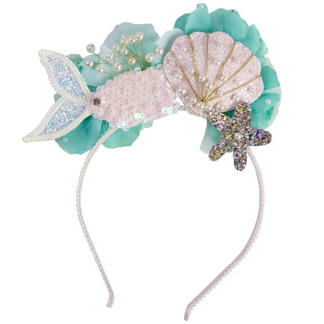 Great Pretenders Diadeem Zeemeermin met glinsterende details en schelpaccenten bij De Gele Flamingo