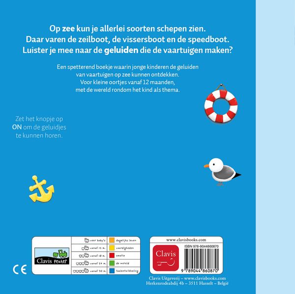 Clavis geluidenboekje Dag zeilboot en andere vaartuigen, hardback boekje bij De Gele Flamingo.