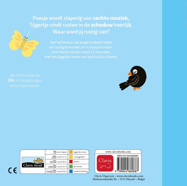 Clavis Geluidenboekje Slaapdeuntjes in hardback met 12 pagina's, bij De Gele Flamingo