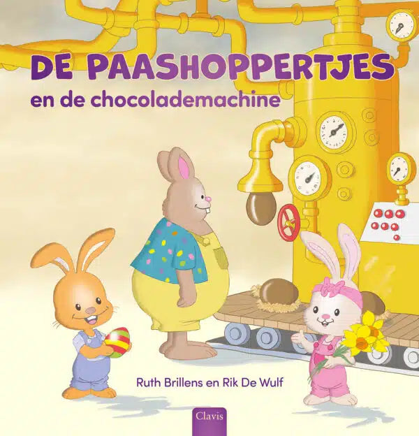 Clavis Boekje De paashoppertjes en de chocolademachine, paasboek van De Gele Flamingo