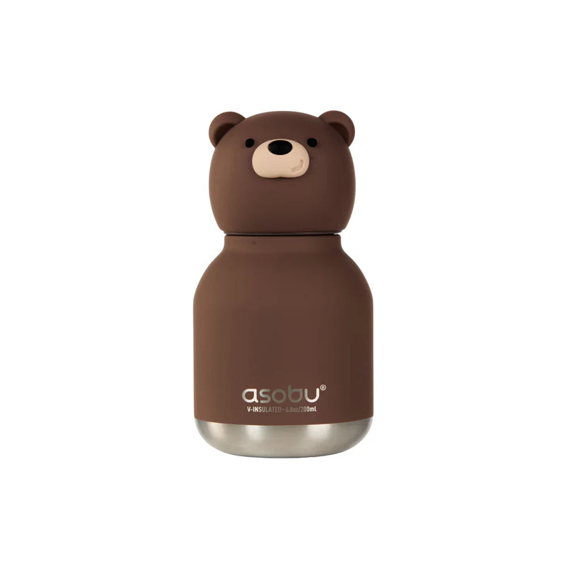 Asobu Mini Bestie drinkfles sleutelhanger van 200 ml met beer karakter-head, bij De Gele Flamingo.