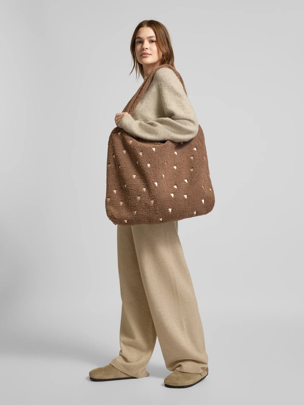 Studio Noos Brown Teddy Hearts Mom Bag