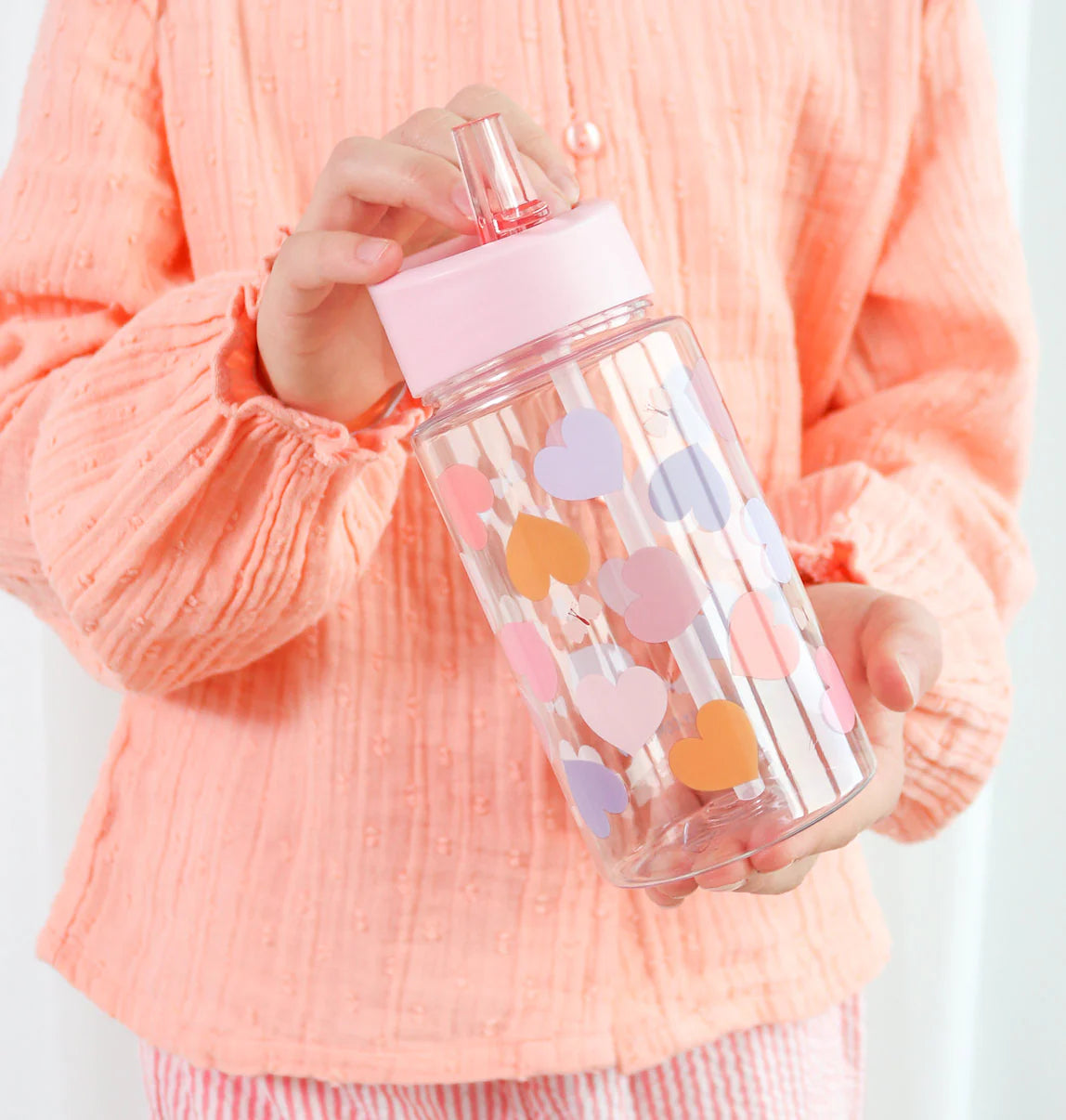 A Little Lovely Company Drinkfles 450 ml met Hartjes-print