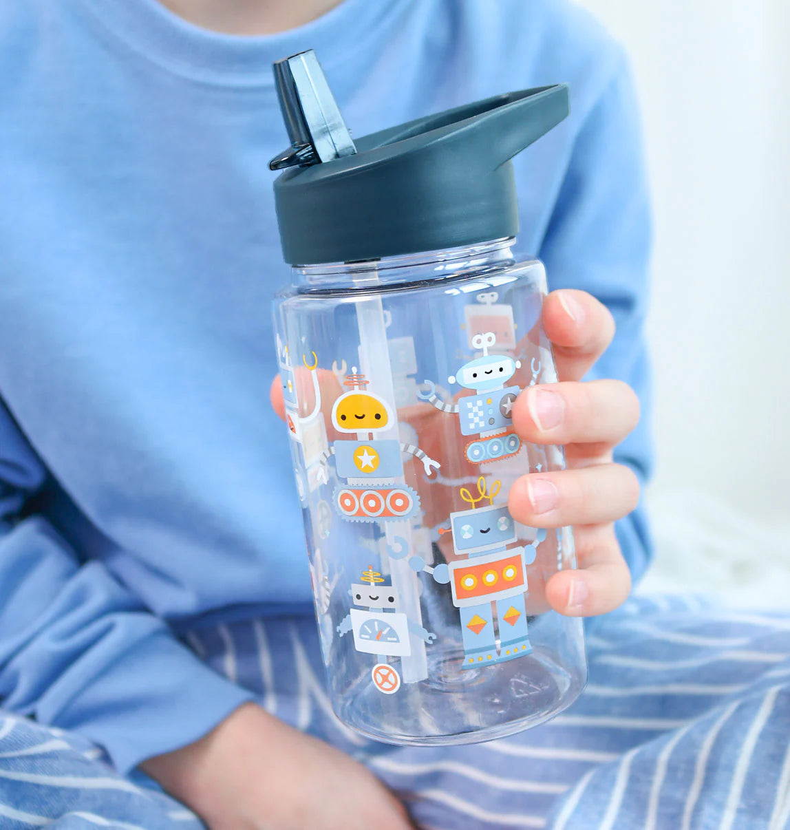 A Little Lovely Company Drinkfles 450 ml met Robots-print
