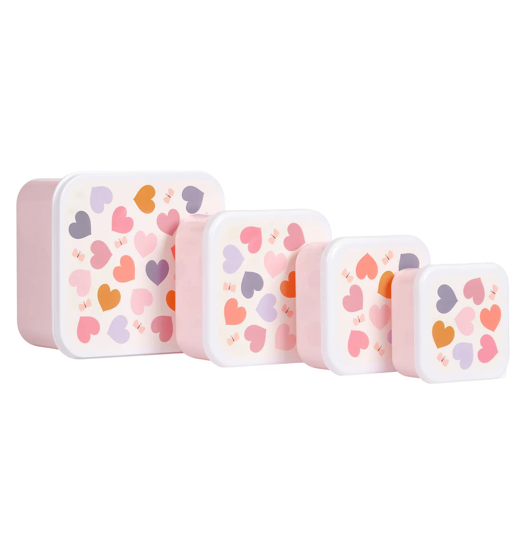 Crèmekleurige snackdoosjes met Hartjes-print van A Little Lovely Company