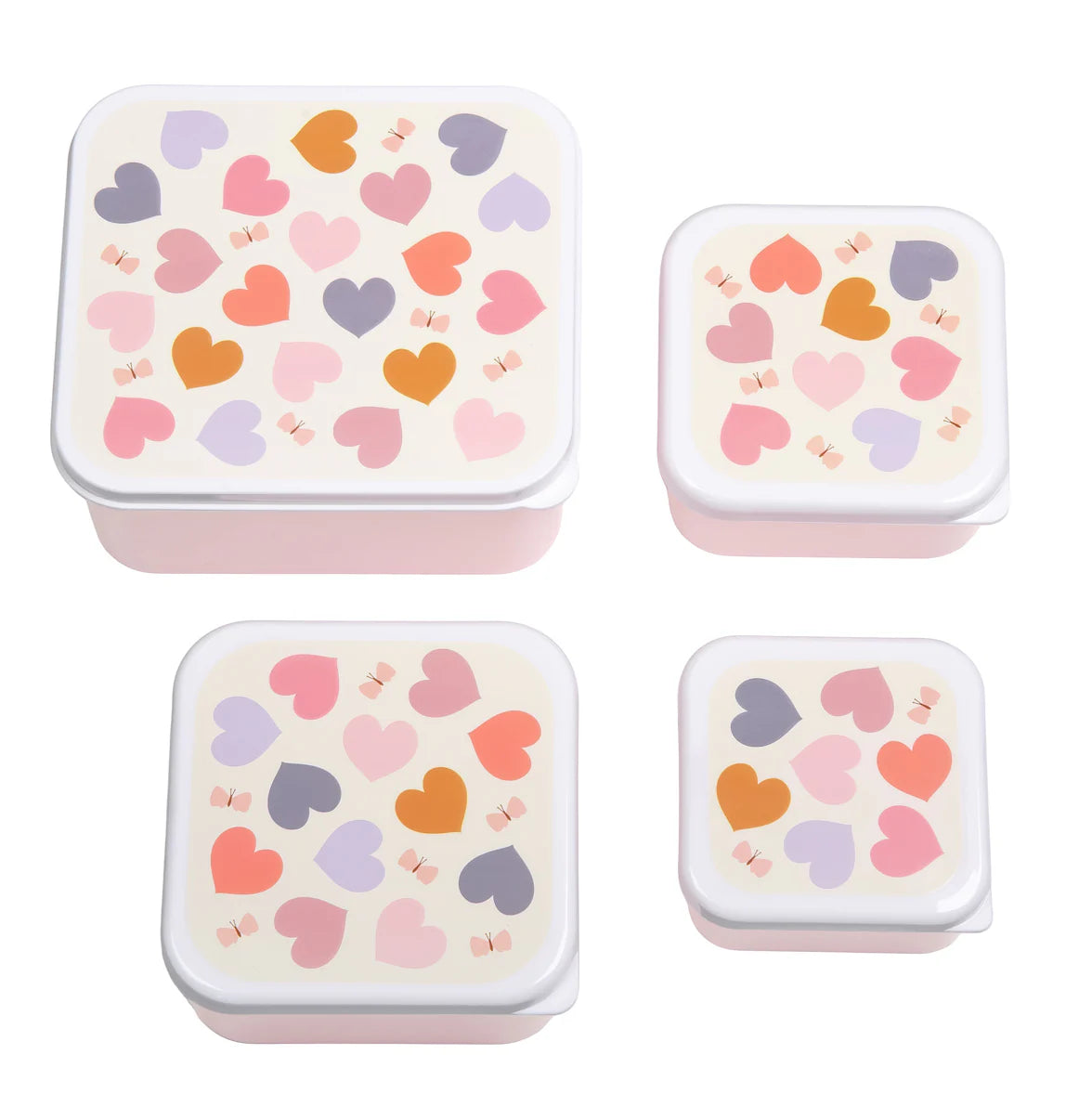 A Little Lovely Company Lunch & Snack Box Set met Hartjes-print