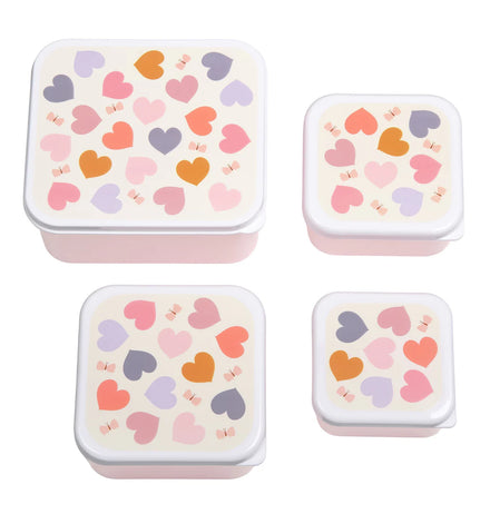 A Little Lovely Company Lunch & Snack Box Set met Hartjes-print