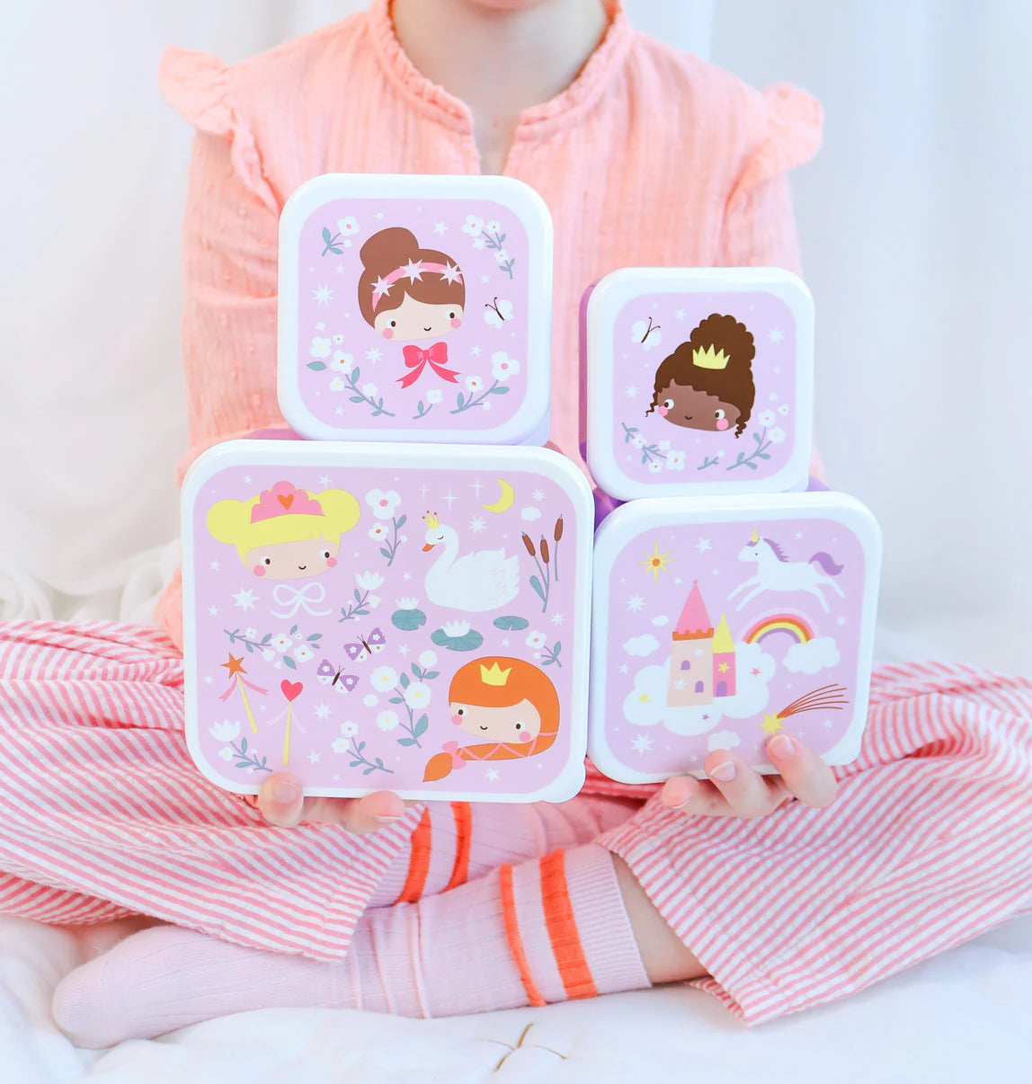 A Little Lovely Company Lunch & Snack Box Set met Prinsessen-print