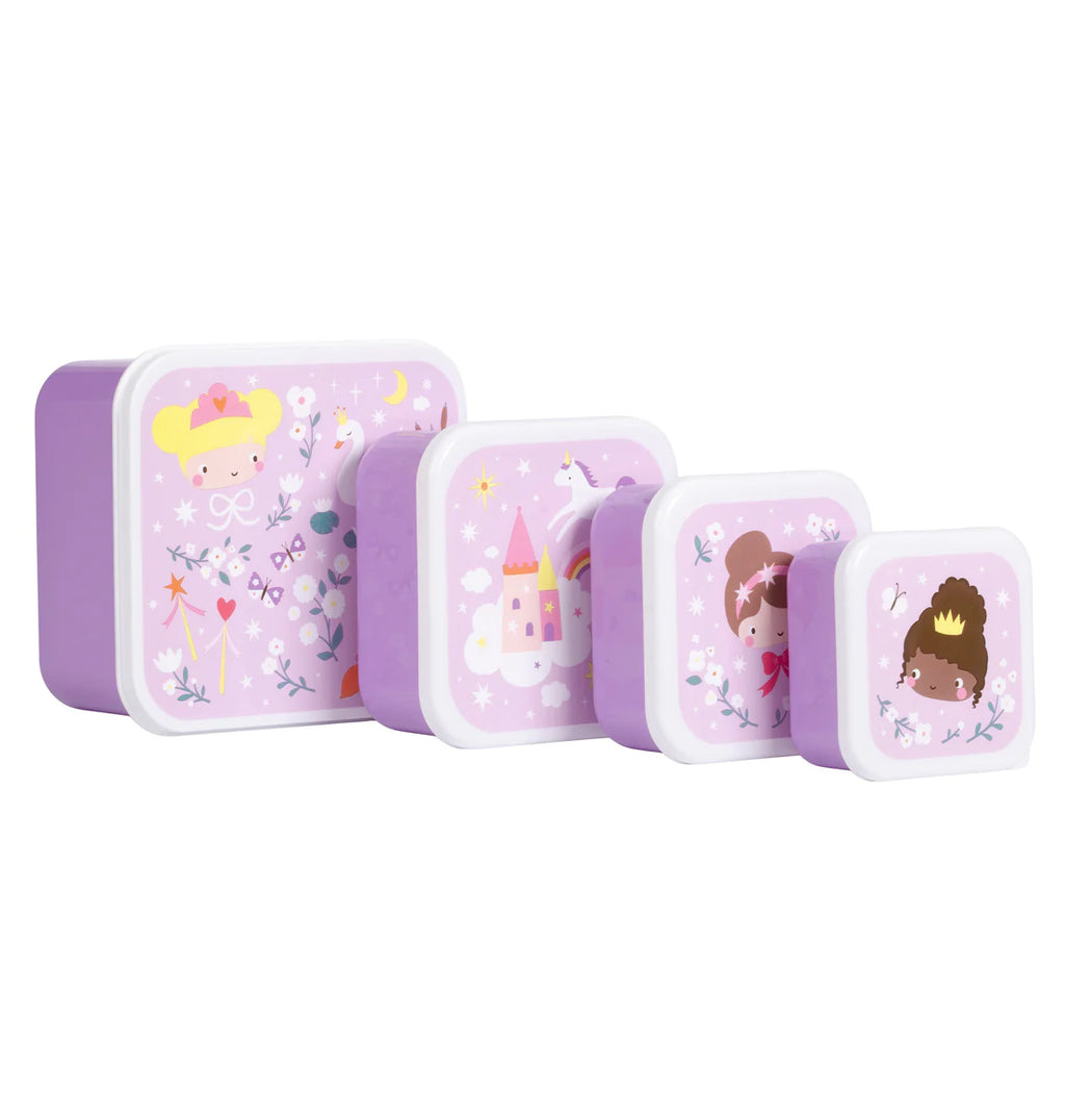 Lila snackdoosjes met Prinsessen-print van A Little Lovely Company