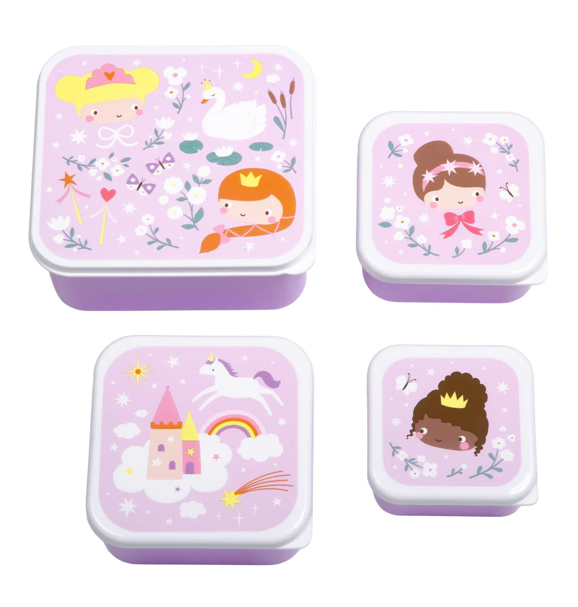 A Little Lovely Company Lunch & Snack Box Set met Prinsessen-print