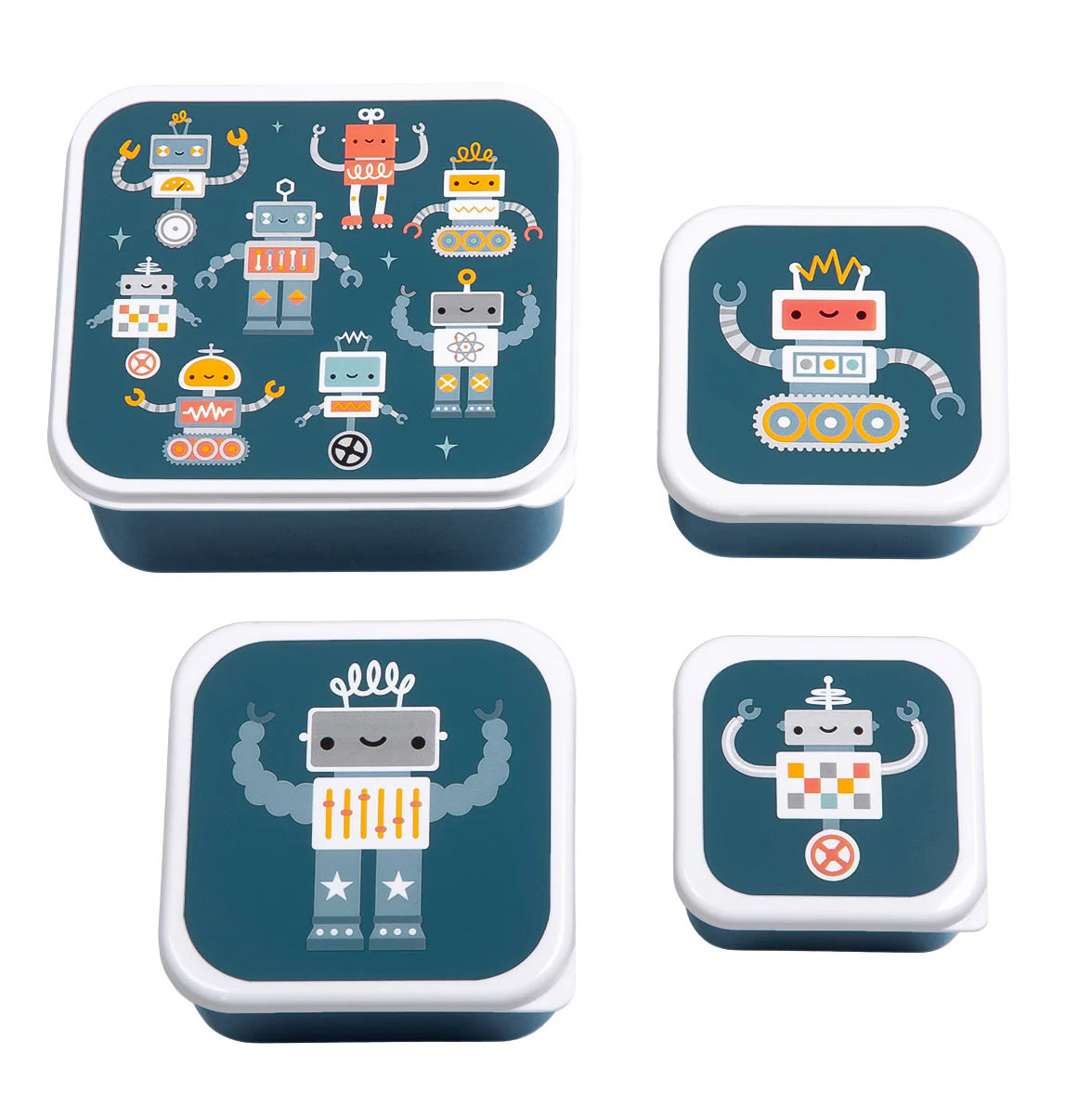 A Little Lovely Company Lunch & Snack Box Set met Robots-print