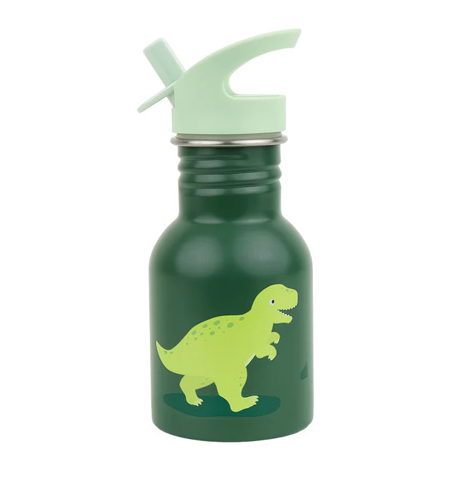 A Little Lovely Company mini RVS drinkfles 350 ml met Dinosaurussen-print in groen