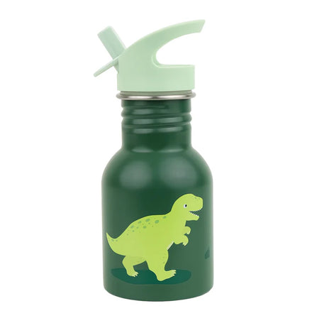A Little Lovely Company mini RVS drinkfles 350 ml met Dinosaurussen-print in groen