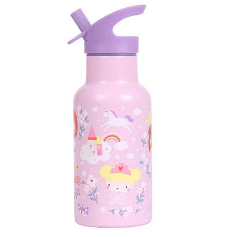 A Little Lovely Company RVS drinkfles 350 ml met Prinsessen-print in lila
