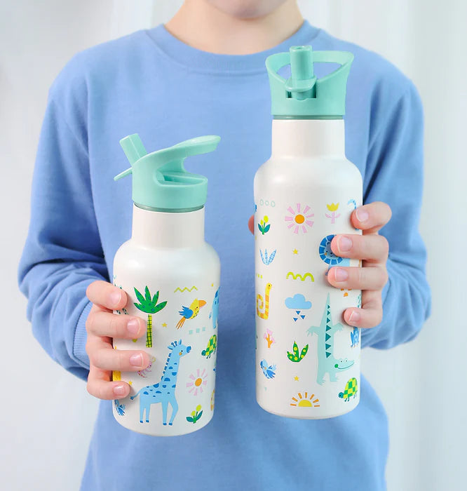 A Little Lovely Company RVS drinkfles 500 ml met Jungle-print in crème