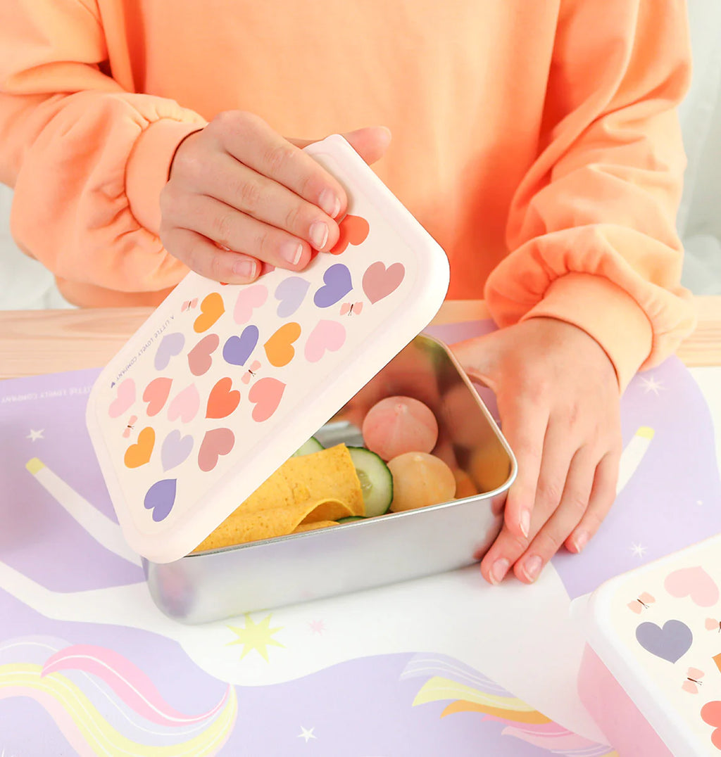 Roestvrijstalen Hartjes lunchbox met PP-deksel geopend