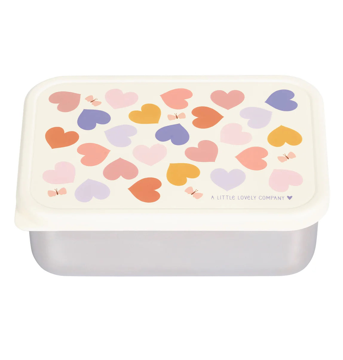 A Little Lovely Company RVS Lunchbox met Hartjes-print