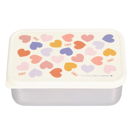 A Little Lovely Company RVS Lunchbox met Hartjes-print