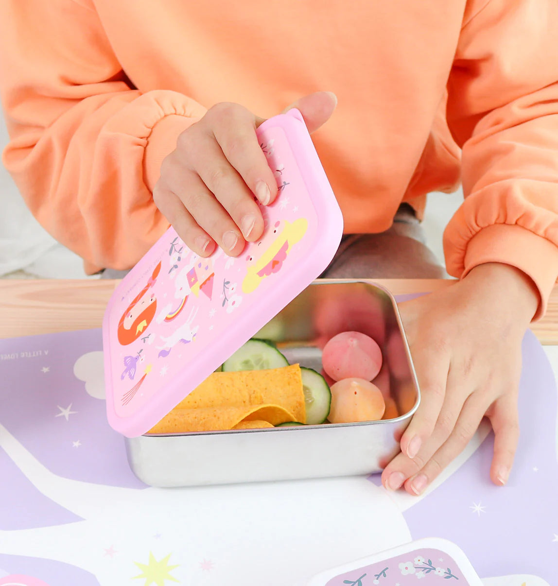 A Little Lovely Company RVS Lunchbox met Prinsessen-print