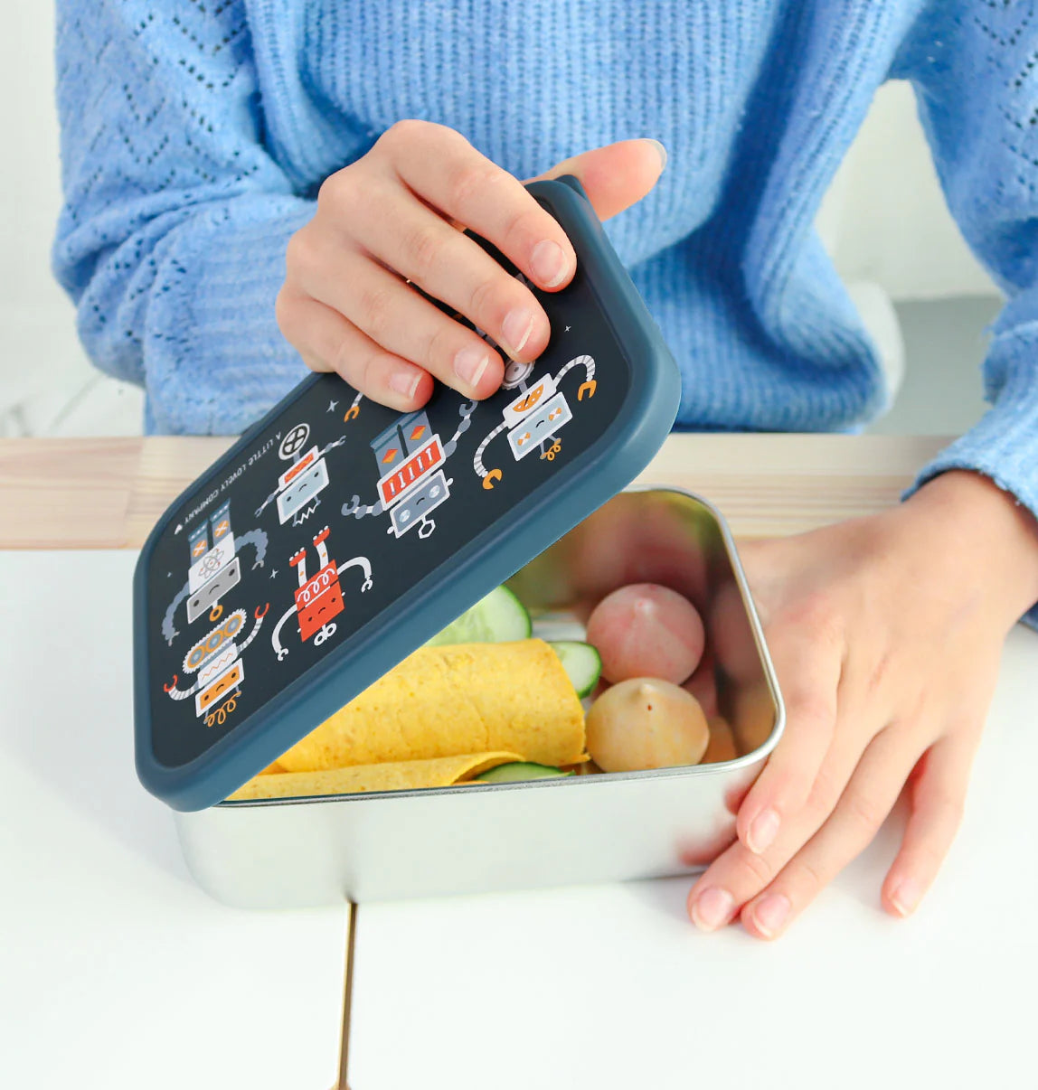 A Little Lovely Company RVS Lunchbox met Robots-print