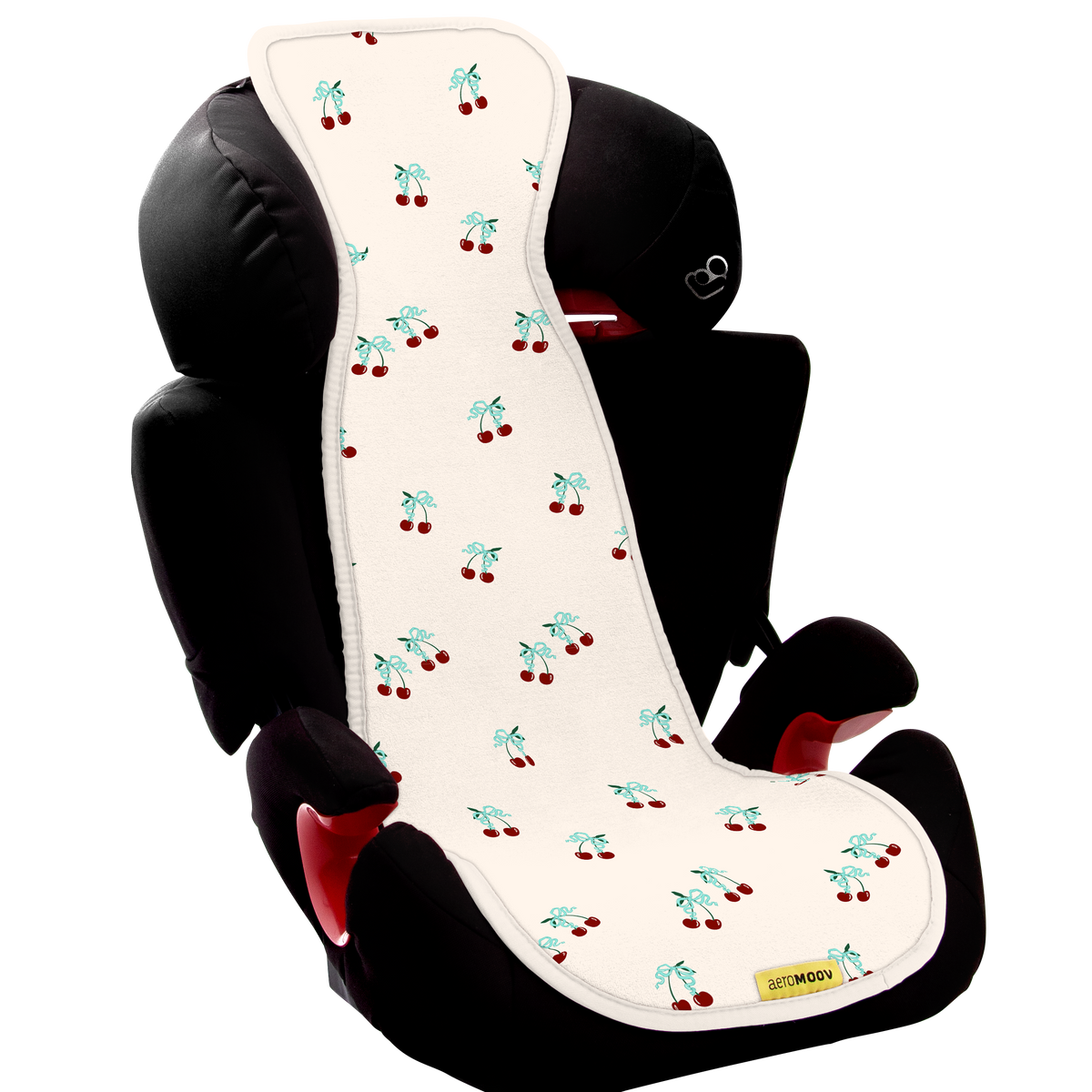Aeromoov Air Layer groep 2/3 inleg met Cherries print, ademend autostoelmatje van De Gele Flamingo