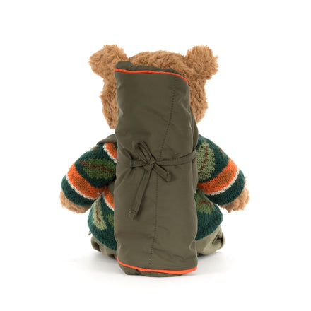Jellycat Bartholomew Bear met wandelschoenen en rugzak, kinderkamerknuffel, De Gele Flamingo.