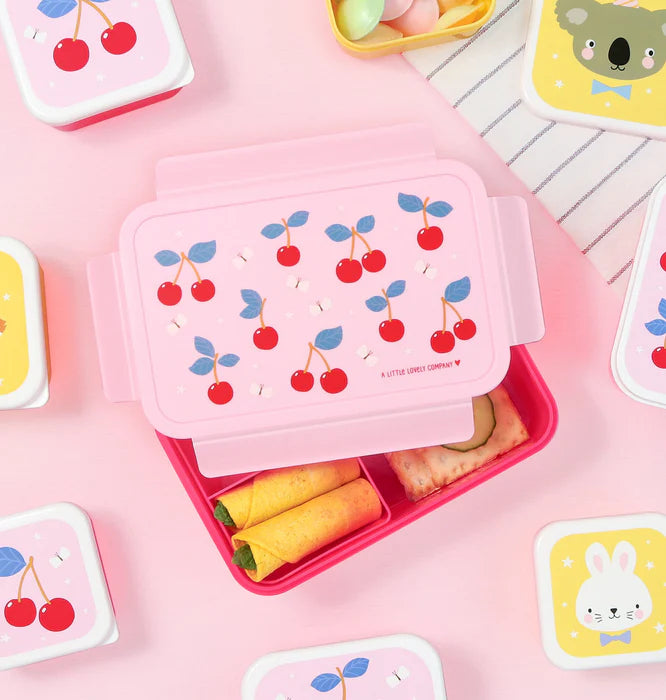 A Little Lovely Company bento lunchbox met Kersen-print, vooraanzicht