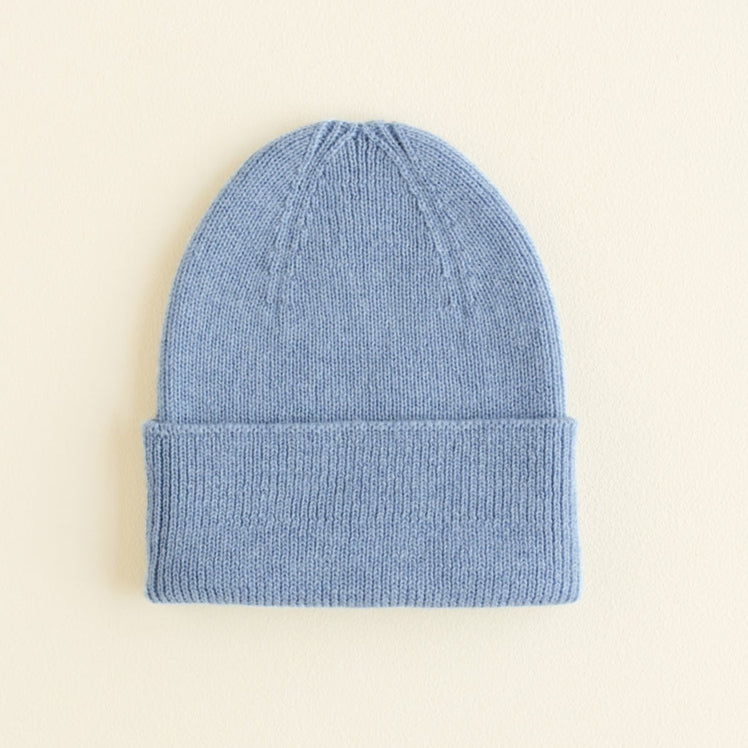 Hvid Newborn Beanie Fonzie 0-6M | Light Blue