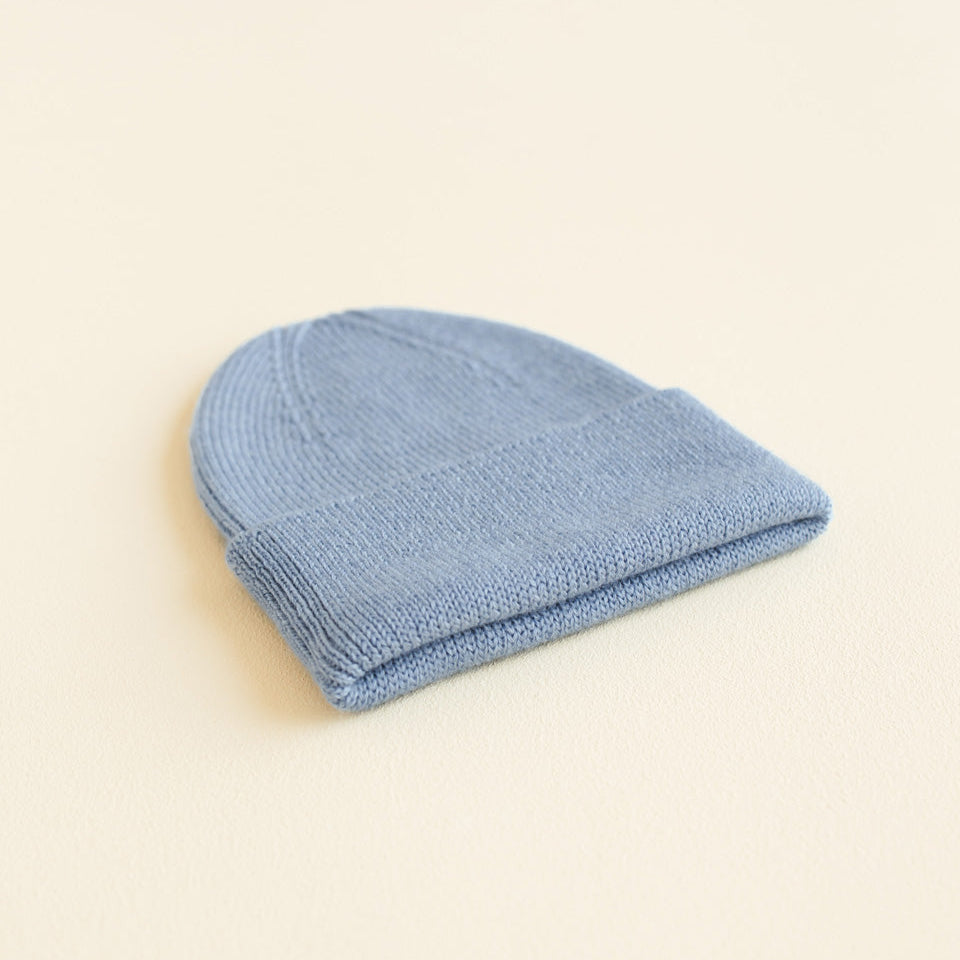 Hvid Newborn Beanie Fonzie 0-6M | Light Blue