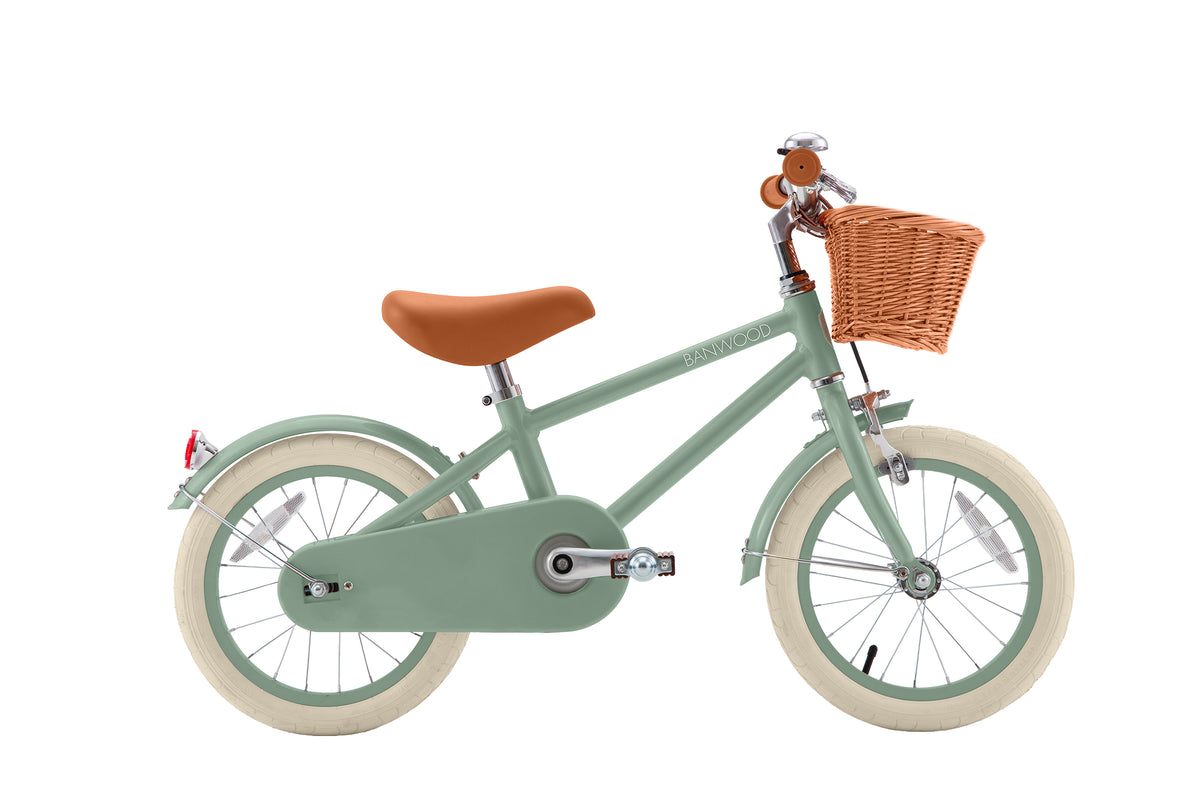 Banwood Classic Vintage 14 inch kinderfiets in forest met retrolook, verkrijgbaar bij De Gele Flamingo.