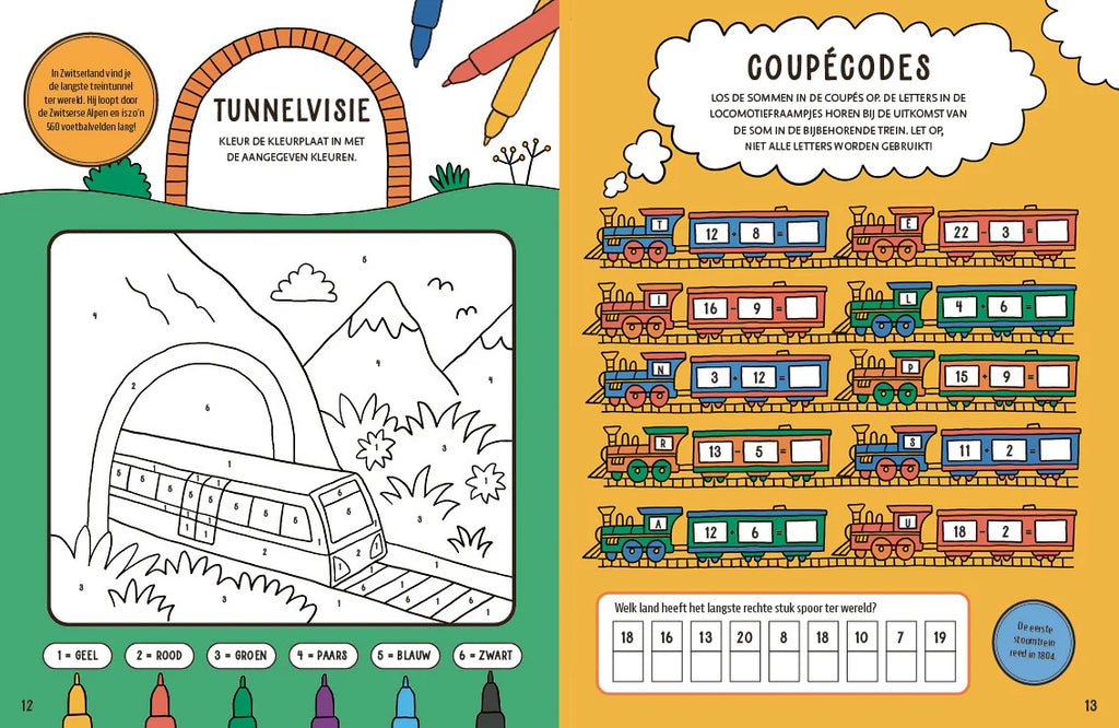 Boycott spelletjesboek Het Grote Trein vol woordzoekers en doolhoven, te koop bij De Gele Flamingo