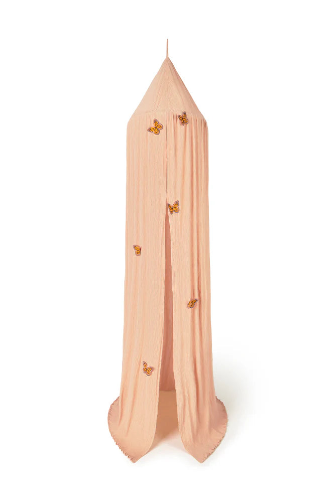Lorena Canals klamboe Crepe Swan Rose in zacht roze, canopy voor de kinderkamer bij De Gele Flamingo
