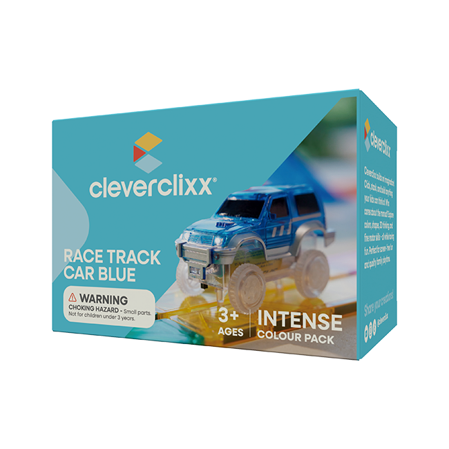 Cleverclixx Race Track Auto in het blauw, rijdend autootje voor de race track