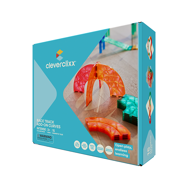 Cleverclixx Race Track Add-on Curves Intense bochten felle kleuren - productrender