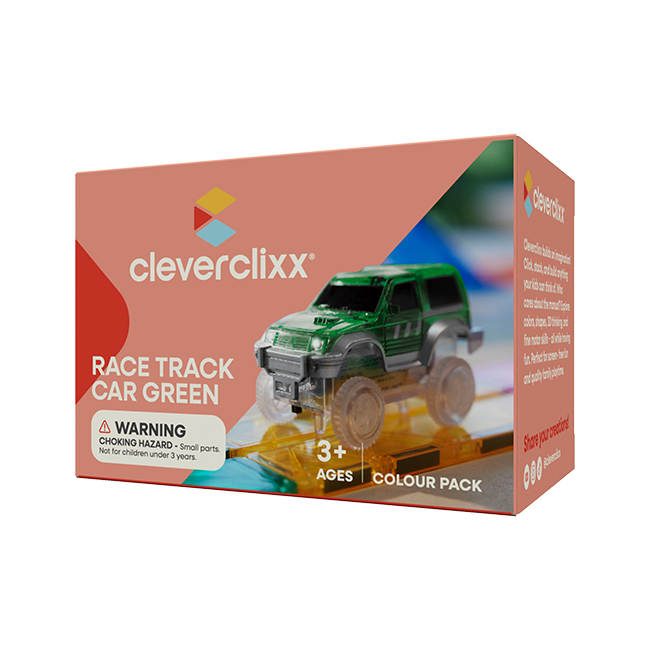 Cleverclixx Race Track Auto in het groen, rijdend autootje voor de race track