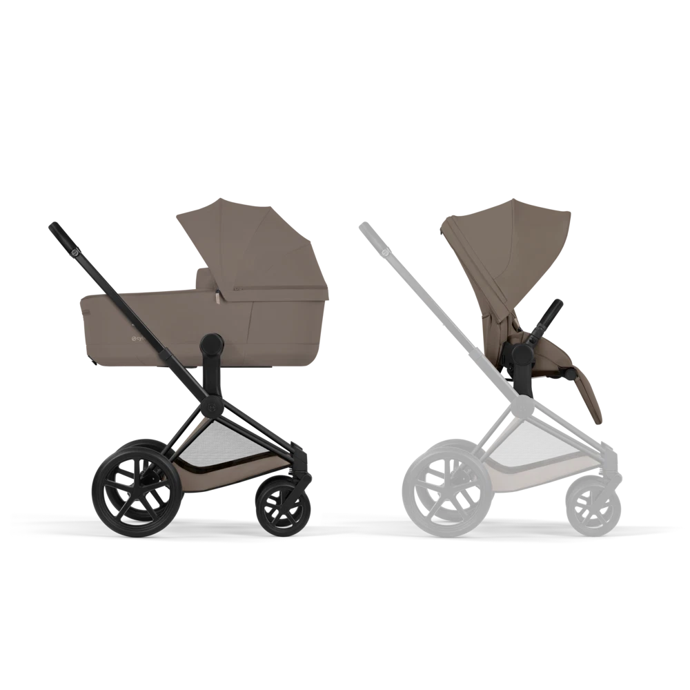 CYBEX Priam incl. Foldable Carry Cot | Coconut Brown (Matt Black Frame)