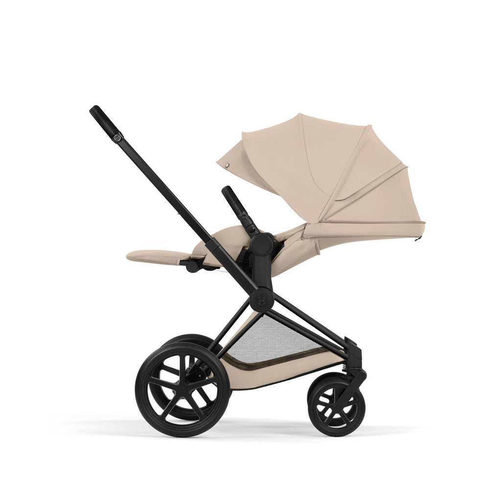 CYBEX Priam Matt Black met all-terrain vering en zwenkbare voorwielen, De Gele Flamingo